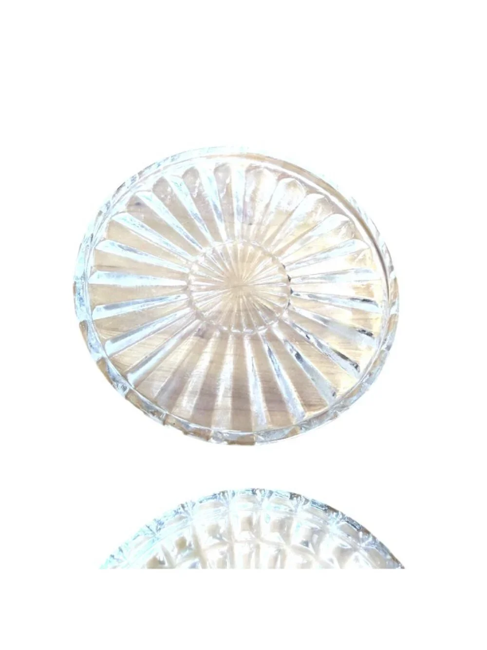 Jim Marvin Collection Clear Glass Coasters VTG MCM Set 5 Round Crystal Cut Box